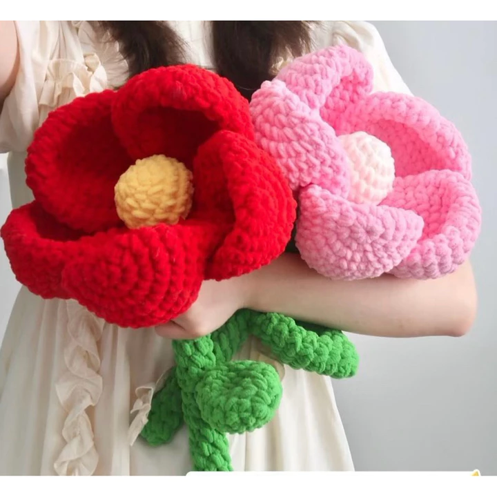 HOA 5 CÁNH KHỔNG LỒ THÂN NGẮN, HOA LEN 5 CÁNH Ú NU, QUÀ TẶNG ĐỘC LẠ, HOA LEN HANDMADE, QUÀ TẶNG TỐT NGHIỆP, TẶNG KÈM TÚI