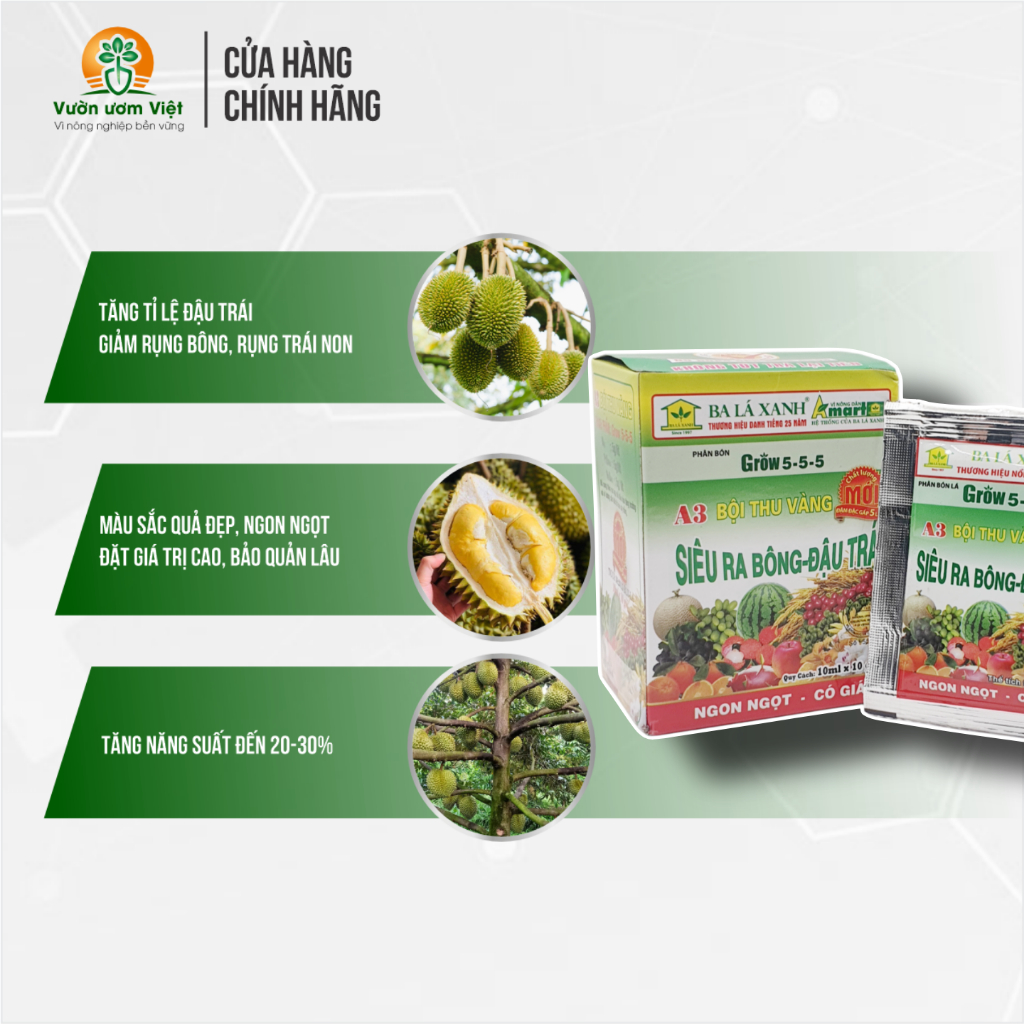 [Hộp 10 gói] SIÊU RA BÔNG ĐẬU TRÁI nuôi dưỡng, tăng chất lượng rau màu, hoa trái