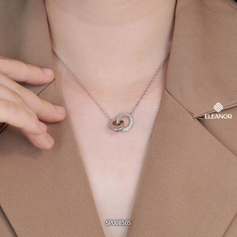 Dây chuyền nữ titan Eleanor Accessories đính đá vòng cổ khắc số la mã phụ kiện trang sức 8505