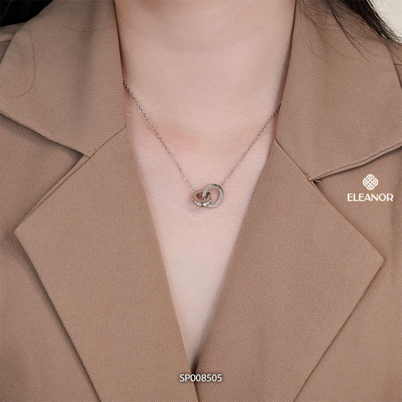 Ảnh Dây chuyền nữ titan Eleanor Accessories đính đá vòng cổ khắc số la mã phụ kiện trang sức 8505 3