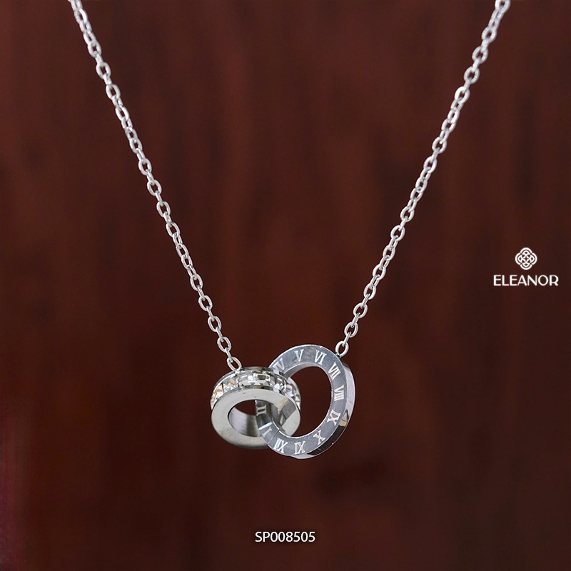 Ảnh Dây chuyền nữ titan Eleanor Accessories đính đá vòng cổ khắc số la mã phụ kiện trang sức 8505 2