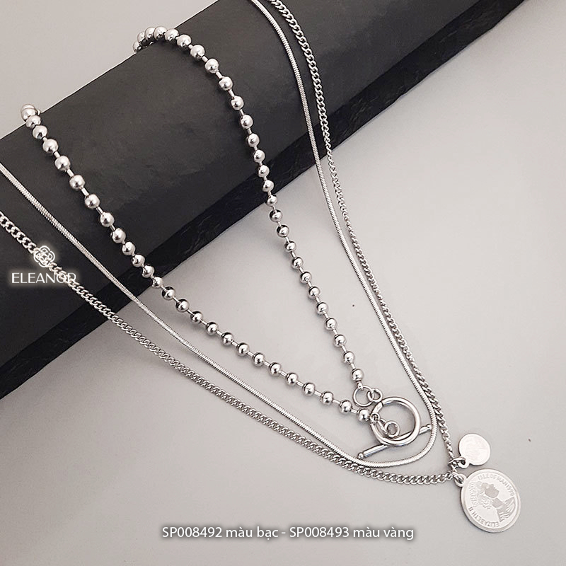 Dây chuyền nữ layer titan Eleanor Accessories mặt tròn cá tính phụ kiện trang sức vòng cổ 8492