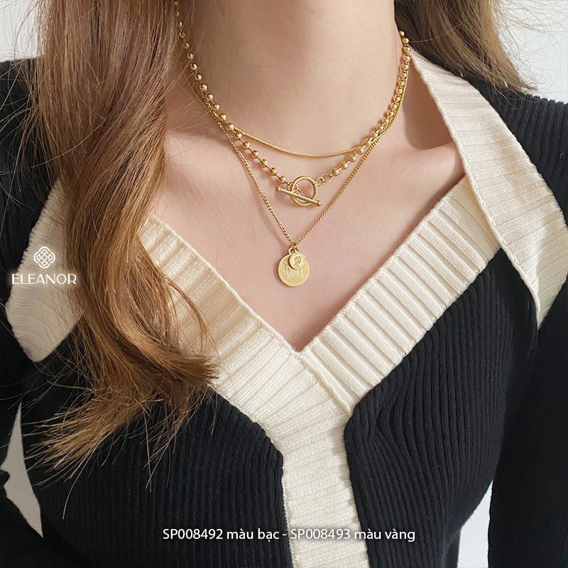 Dây chuyền nữ layer titan Eleanor Accessories mặt tròn cá tính phụ kiện trang sức vòng cổ 8492