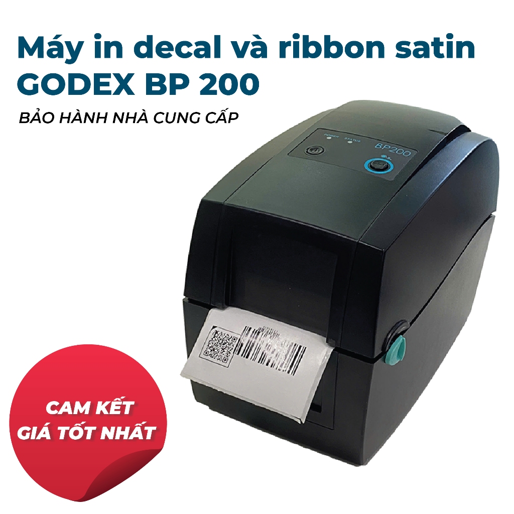 Máy in tem nhãn, in mã vạch, in lên satin ribbon vải trang trí GODEX BP ...