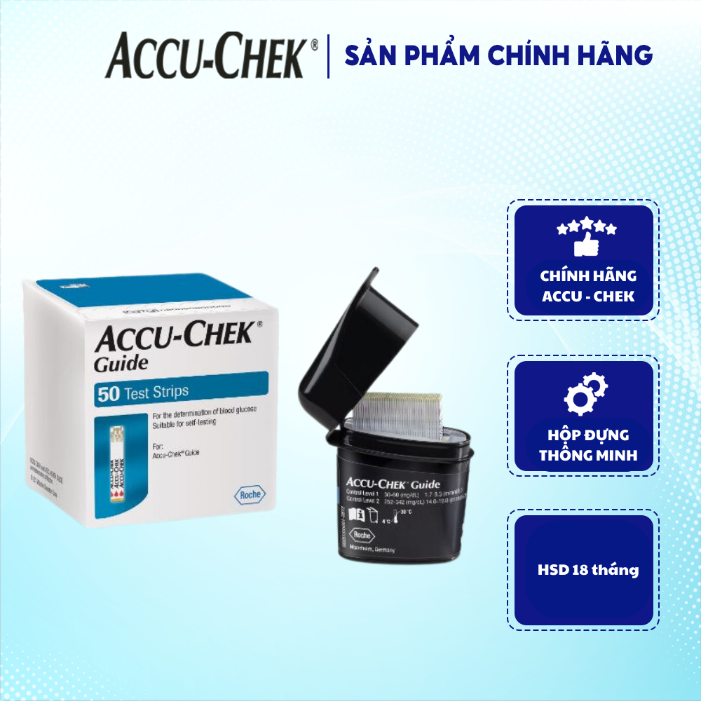 Ảnh QUE THỬ ĐƯỜNG HUYẾT ACCU CHEK GUIDE - HỘP 25 - HỘP 50 - DÙNG CHO MÁY ACCU-CHEK GUIDE 1