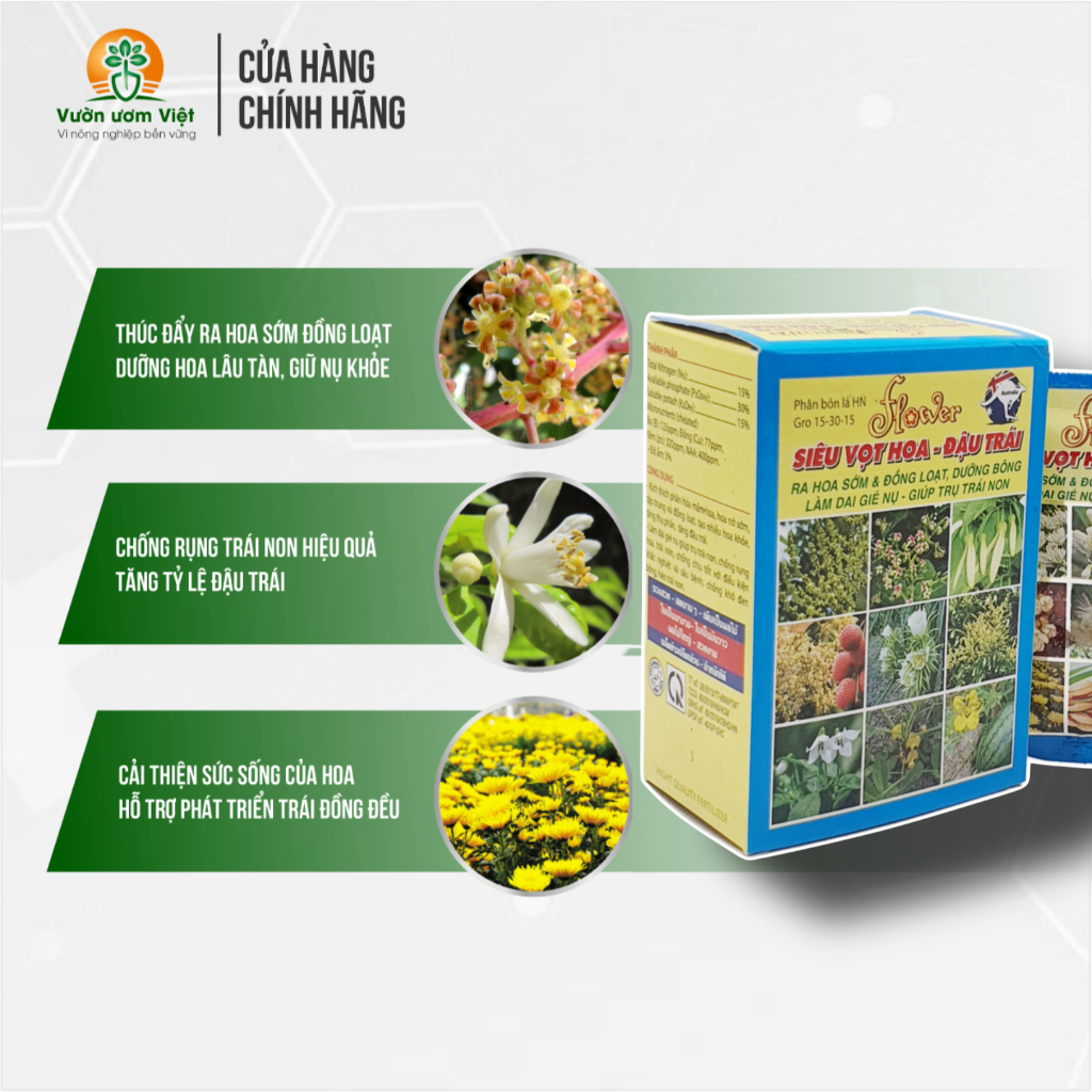 [Hộp 10 gói] Phân bón SIÊU VỌT HOA ĐẬU TRÁI nuôi dưỡng cây tạo sinh khối tốt và chất lượng cao