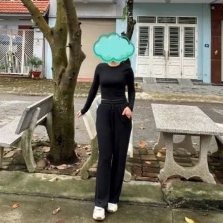 (Sale) Bộ thun tăm mặc nhà tay dài quần suông DoubleT*