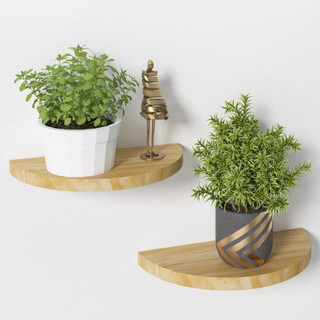 01 kệ treo tường trang trí nửa hình tròn đường kính 30 cm gỗ thông kệ để đồ giá sách