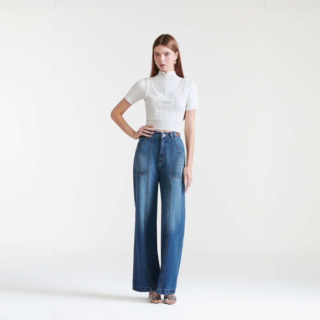 Ảnh DEAR JOSÉ - Quần Jeans dài suông loe xanh dương đậm Anastasia 1