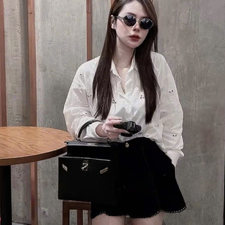 Áo sơ mi gắn đá lấp lánh Over size Siêu đẹp dáng trùm mông cá tính