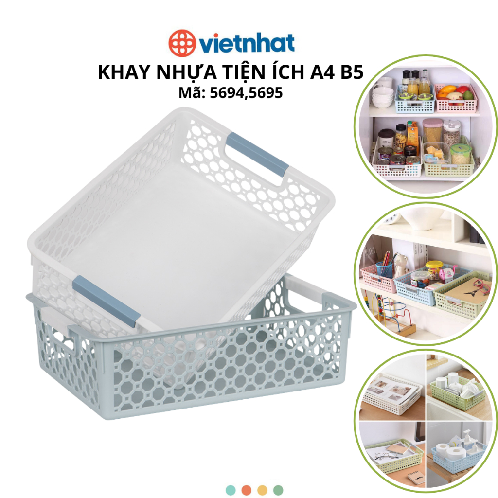 Combo 5 Khay Nhựa Ý Đựng Tài Liệu - Khay A4 B5 Đựng Đồ Đa Năng Việt Nhật