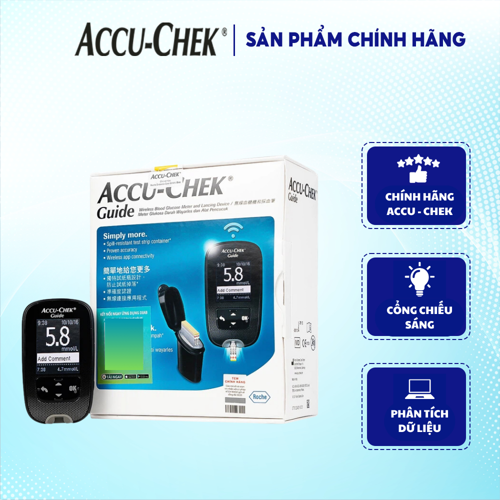 Ảnh Máy đo đường huyết ACCU – CHEK Guide – Màn hình hiển thị sắc nét - Hỗ trợ đo ban đêm – Nút đẩy que 2
