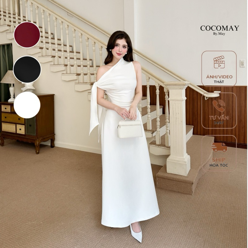 COCOMAY ĐẦM maxi lệch vai thun cao cấp Trắng - Đỏ - Đen thanh lịch dịu ...