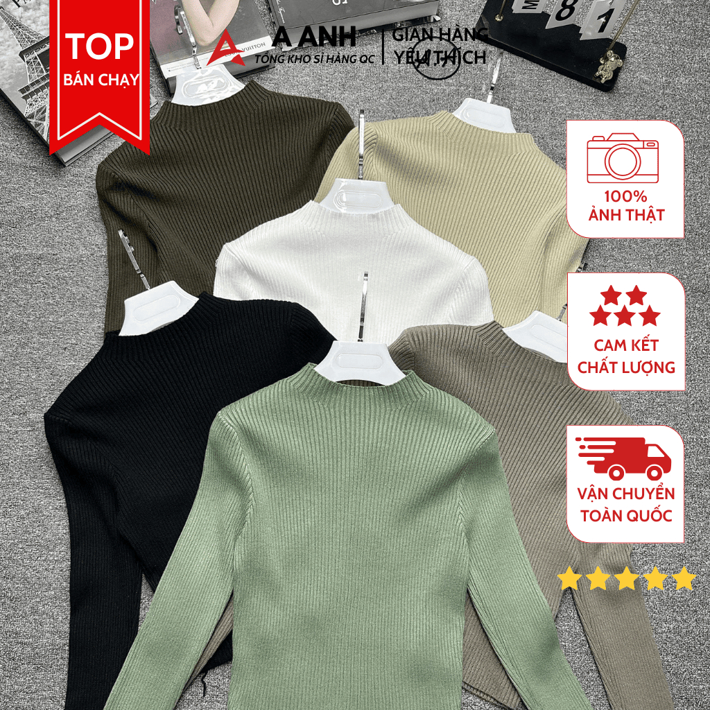 Áo Len Nữ Cổ 3 Phân Hàng Dày Đẹp - Chất Liệu Len Mềm Mịn Đẹp