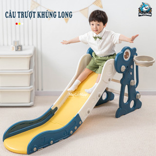 Cầu Trượt Cho Bé Tặng kèm Bóng Rổ + Ném Vòng, Cầu Trượt Cho Bé Trai Bé Gái Gấp Gọn Tiện Lợi Chất Liệu  An Toàn