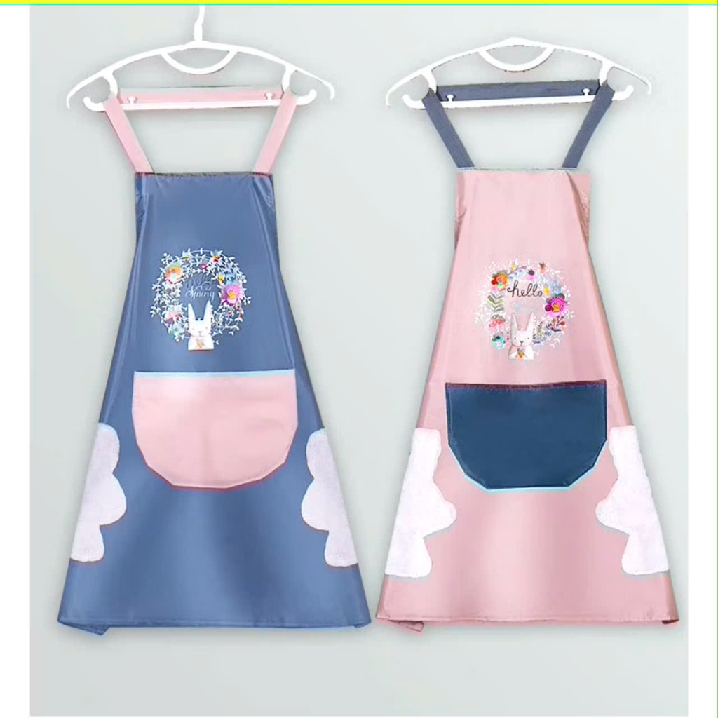 TẠP DỀ NẤU ĂN- PHA CHẾ HÌNH HOA THỎ - Tạp Dề Hoa Thỏ Có Khăn Lau Tay Đa Năng Có Chỗ Để Điện Thoại Tiện Dụng: TAPDE1