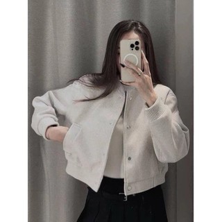 Áo Khoác Bomber Form Rộng Dáng Ngắn Cúc Bấm, Chất Dạ Ép Đi Học Đi Làm Back To School Aodabomber336