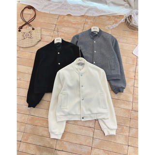 Áo Khoác Bomber Form Rộng Dáng Ngắn Cúc Bấm, Chất Dạ Ép Đi Học Đi Làm Back To School Aodabomber336