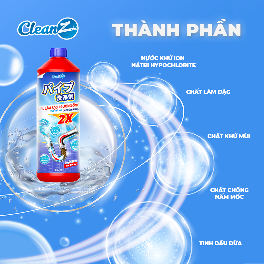 Ảnh Gel sinh học sạch bồn rửa bát CleanZ - làm sạch đường ống, khử mùi hôi hiệu quả 500ml/1000ml 3