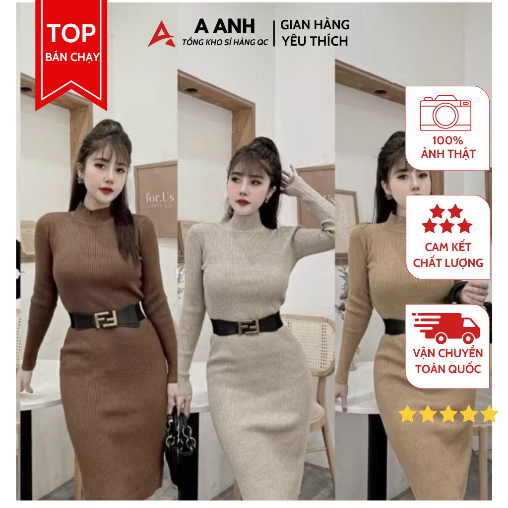 Váy Len Dáng Dài 95cm - Chất Len Dày Đẹp - Thời Trang - Sành Điệu