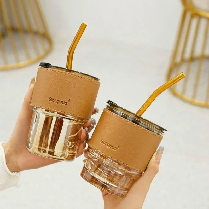 Cốc Thuỷ tinh yody- Cốc thủy tinh có ống hút 450ml