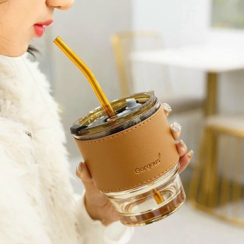 Cốc Thuỷ tinh yody- Cốc thủy tinh có ống hút 450ml