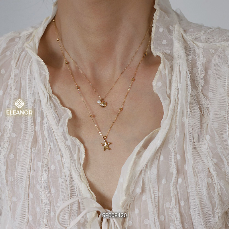 Dây chuyền layer nữ titan Eleanor Accessories thiết kế hình vỏ sò phụ kiện trang sức vòng cổ 8420