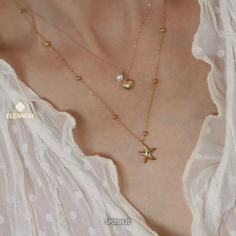 Dây chuyền layer nữ titan Eleanor Accessories thiết kế hình vỏ sò phụ kiện trang sức vòng cổ 8420