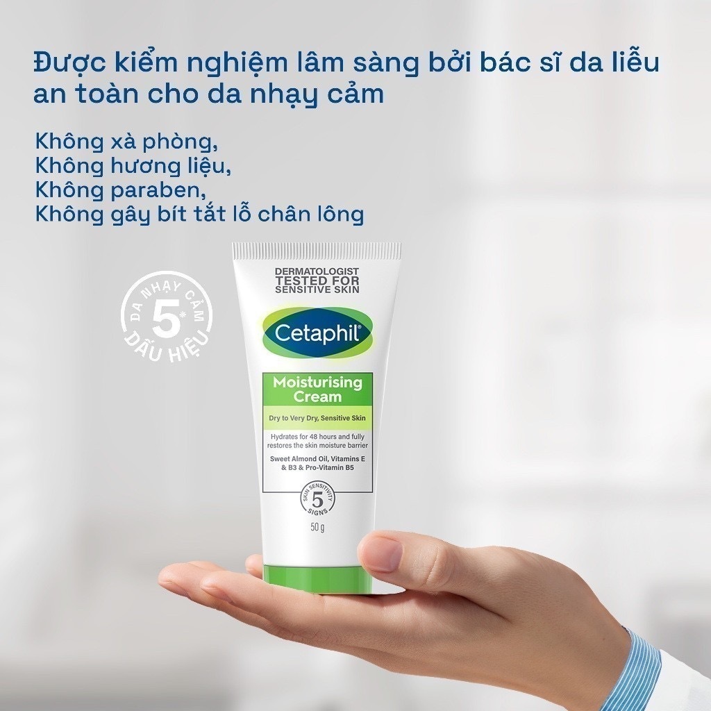 Ảnh Kem dưỡng ẩm dịu lành cho da nhạy cảm CETAPHIL MOISTURISING CREAM 50G 3