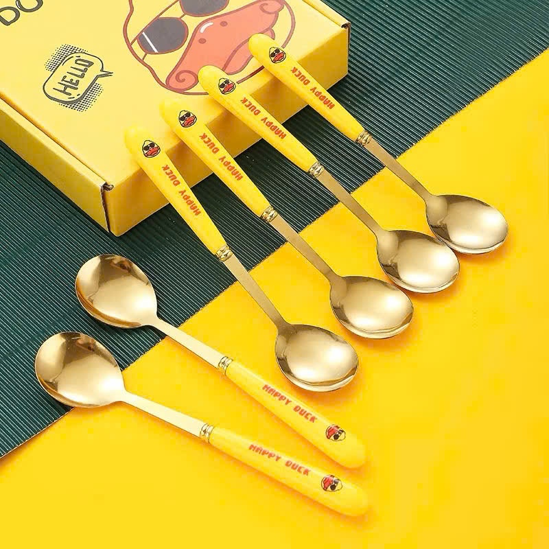 Set 6 Thìa Vịt Vàng DUCK Dễ Thương Kèm Hộp Đựng Xinh Xắn, THÌA HÌNH CON VỊT - MÃ: THIA54
