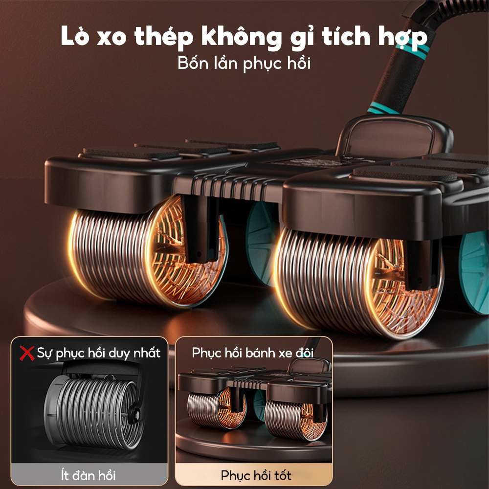 Ảnh OneTwoFit Con lăn tập bụng 4 bánh nâng cấp Có thể phục hồi Tặng đồng hồ và thảm quỳ Bản 2025 2