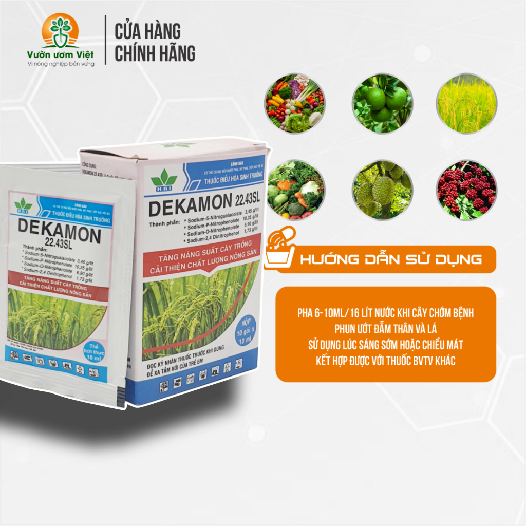[Hộp 10 gói] Phân bón lá Dekamon 22.43SL kích thích tăng trưởng cây trồng mạnh mẽ