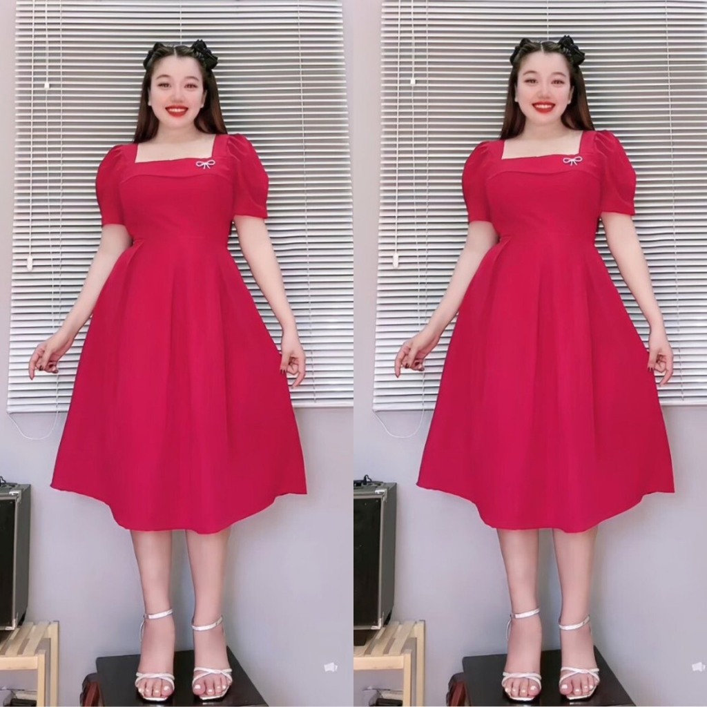 Đầm Thiết Kế Bigsize Nữ Lên Phom Tôn Dáng Đi Dự Tiệc Vải Cotton Lạnh Mặc Mát Thoải Mái DTK19