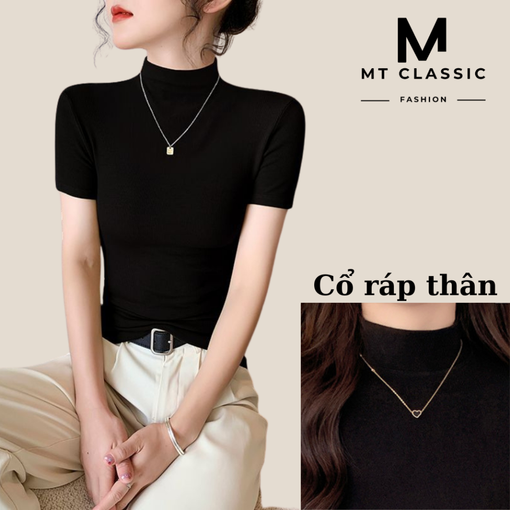 Set Áo cổ cao tay ngắn + chân váy xếp ly dáng dài thu đông thanh lịch, sang trọng - MT CLASSIC