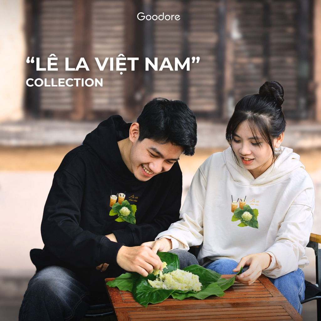 Áo Hoodie nỉ chân cua (Nỉ Da Cá) thương hiệu Goodore mẫu Xôi Cốm dáng Oversize năng động mùa thu đông