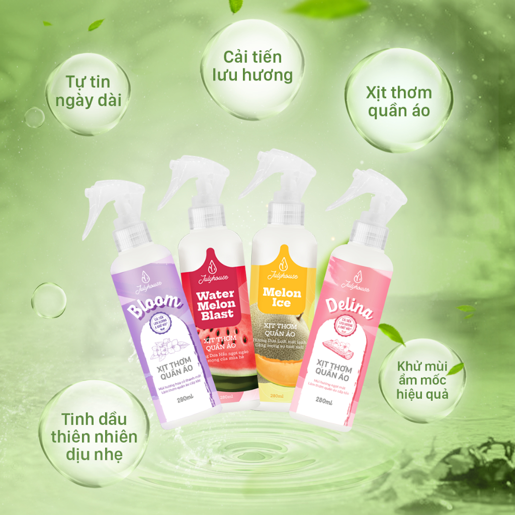 Ảnh Xịt thơm quần áo thơm mát ngày dài JULYHOUSE dung tích 20ml/280ml 4