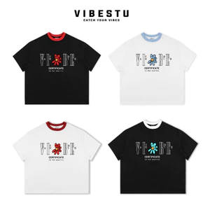 Áo Thun Local Brand VIBESTU " Color Flower ", Áo Thun Boxy Form Rộng Unisex 250Gsm 100% Cotton