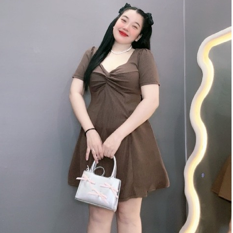 Đầm Bigsize Tay Ngắn Cúp Ngực Dáng Xòe,Váy Big Size Thiết Kế Nhẹ Nhàng Mã G81