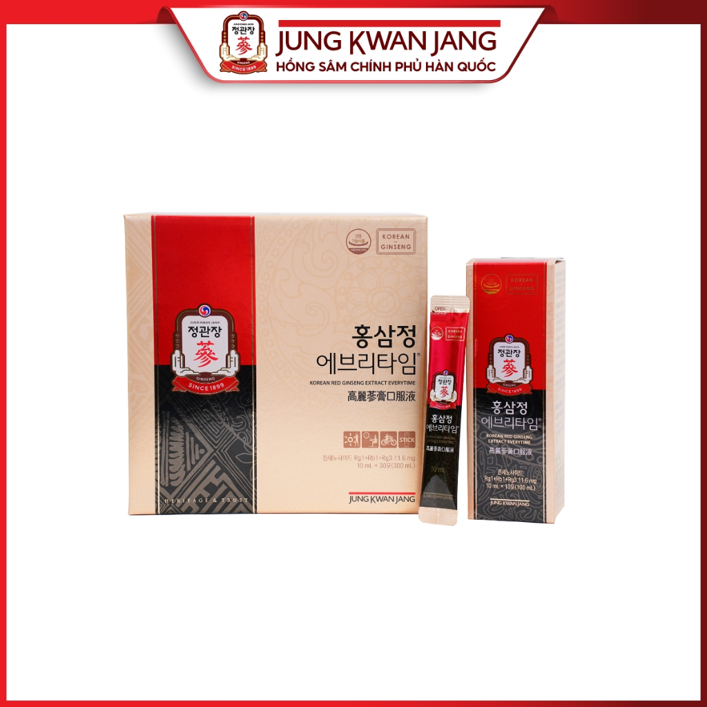 Ảnh Tinh Chất Hồng Sâm Pha Sẵn KGC Jung Kwan Jang EveryTime Original (30 gói x 10ml) 1