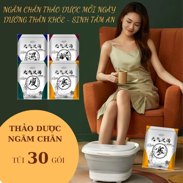 2 Thảo dược ngâm chân giảm đau nhức cơ xương khớp, làm ấm bàn chân, giúp ngủ ngon, giảm mỡ, nâng cao sức khỏe túi 30 gói