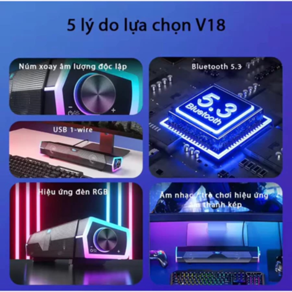 Loa Máy Tính LED RGB Tích Hợp Micro Niye V18 Pro Có Dây Led Cực Đẹp