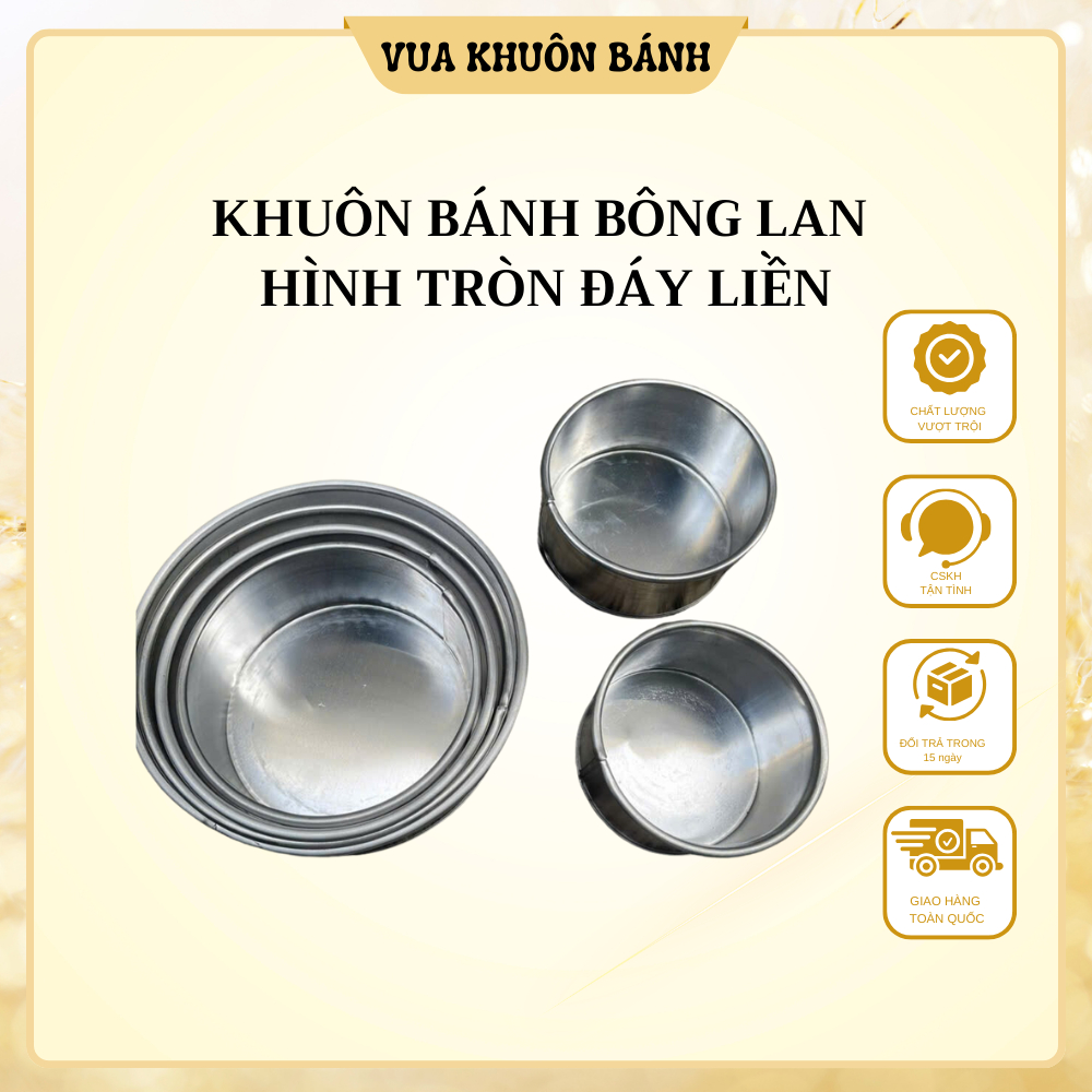 Khuôn Bánh Bông Lan Tròn Đáy Rời Đáy Liền các loại size a01