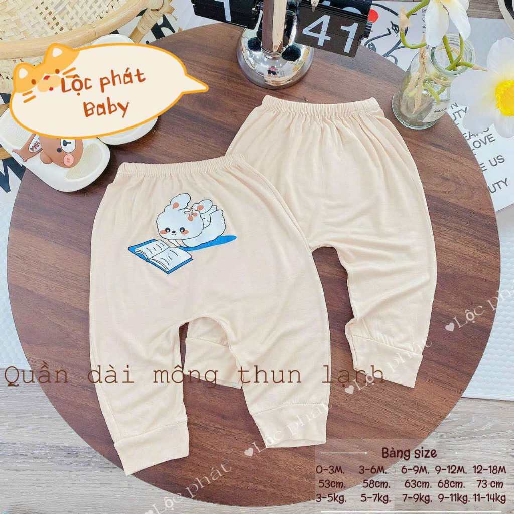 Combo 5 quần dài thun lạnh mông thú VT cho bé 3 đến 14kg