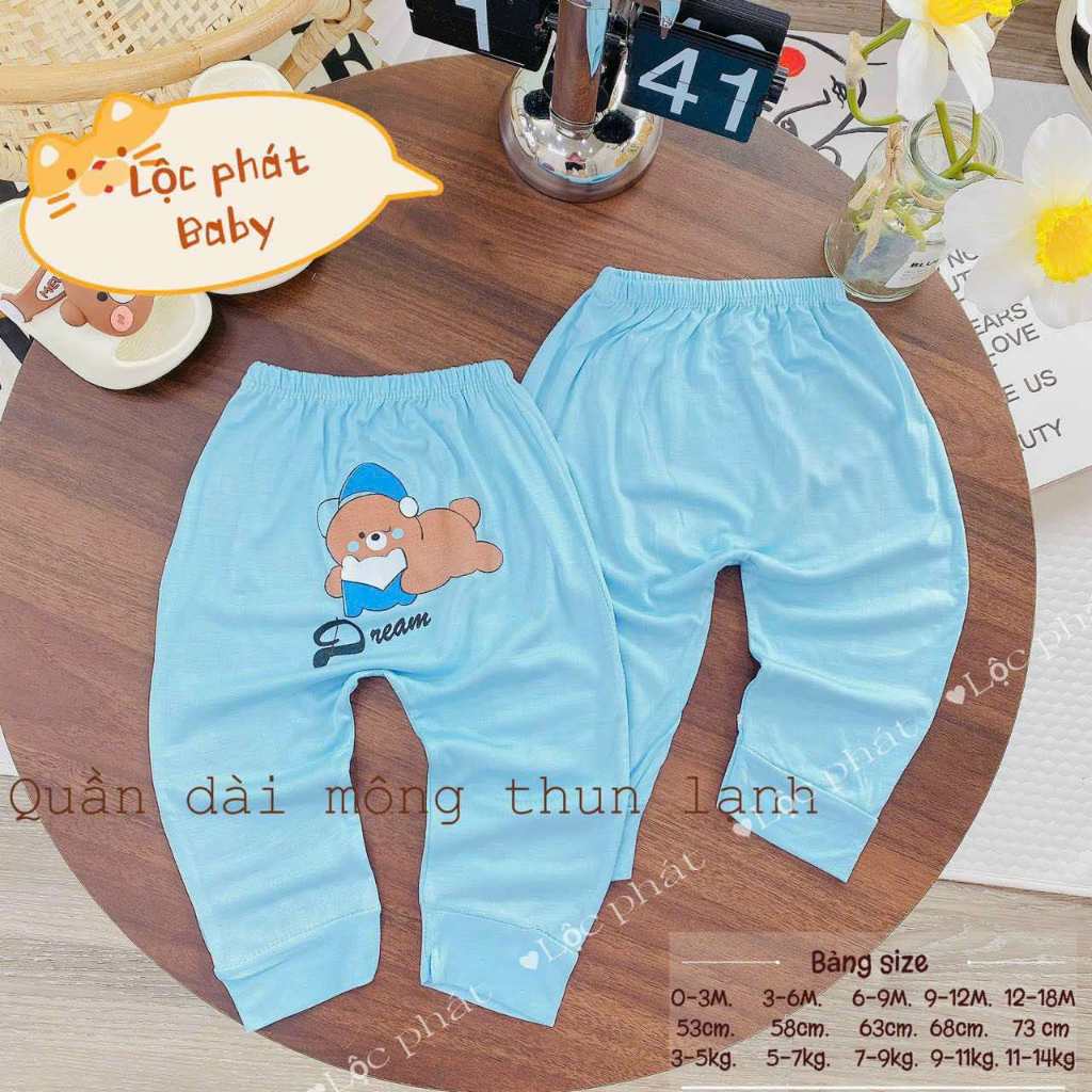 Combo 5 quần dài thun lạnh mông thú VT cho bé 3 đến 14kg