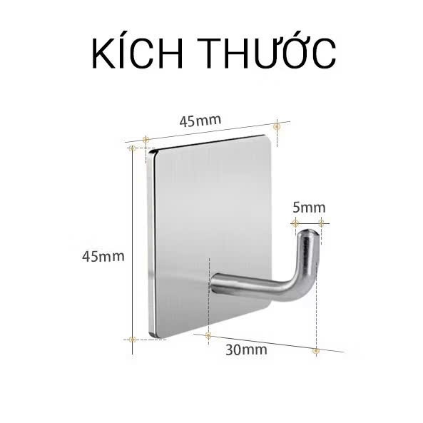 [COMBO 10]Móc số 7 dán tường chịu lực inox 304, móc treo tường siêu dính trong suốt treo đồ đa năng,  MÓC INOX: MOCINOXD