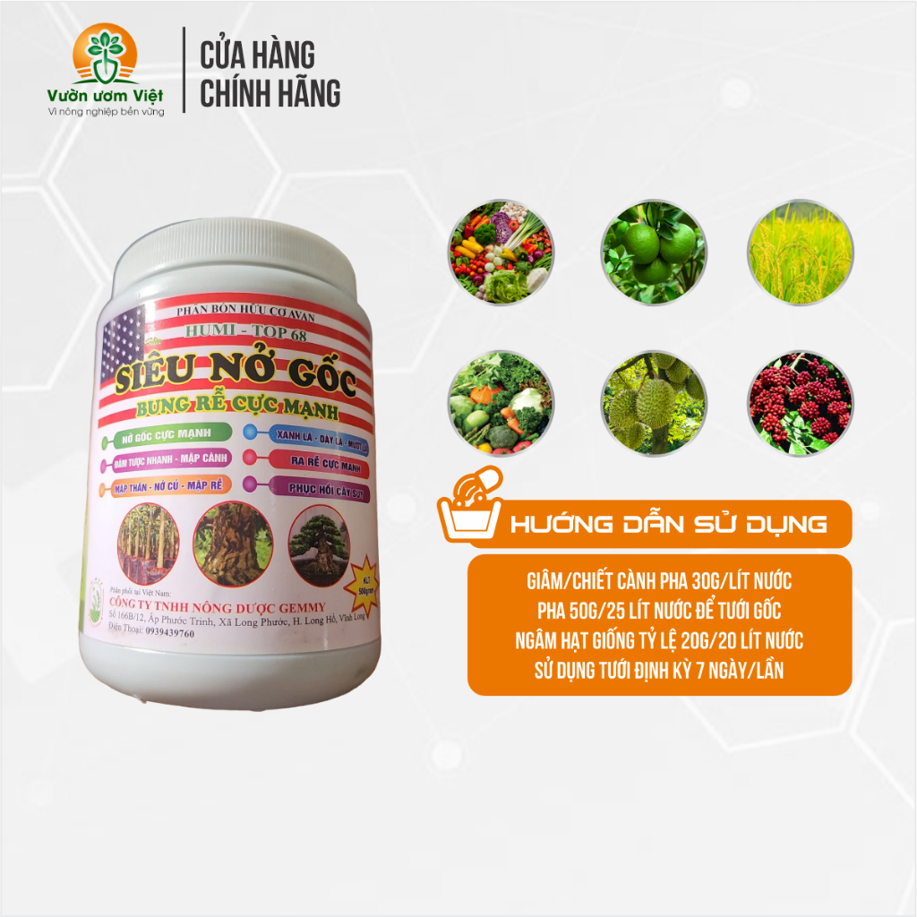 Phân bón SIÊU NỞ GỐC kích lớn gốc, ra rễ mạnh, lá xanh dày mướt tức thì - 500gr