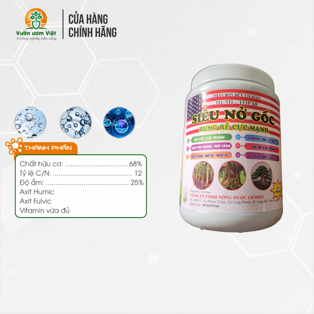 Phân bón SIÊU NỞ GỐC kích lớn gốc, ra rễ mạnh, lá xanh dày mướt tức thì - 500gr