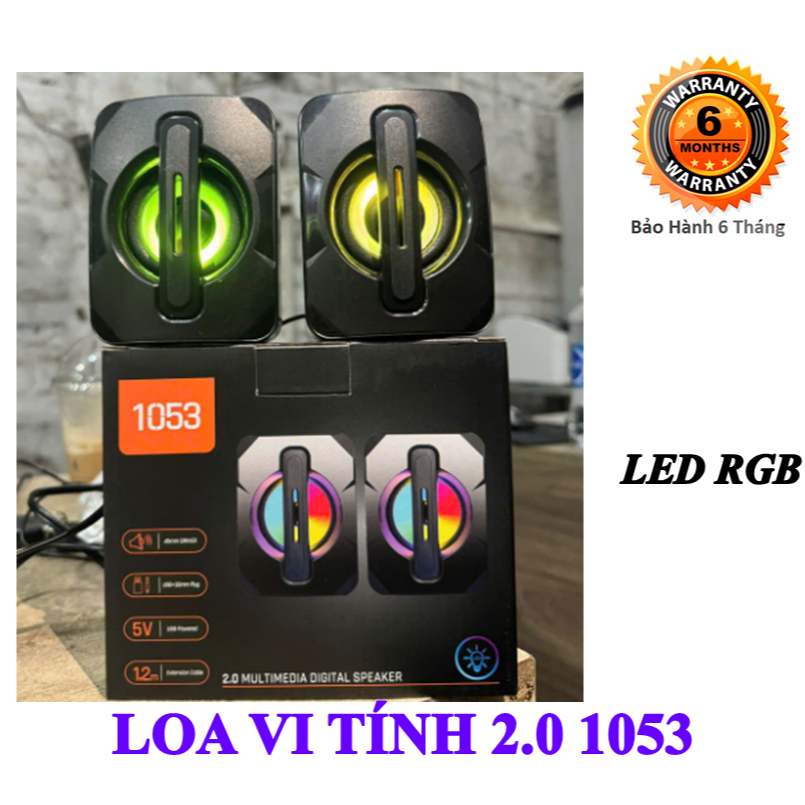 Loa Vi Tính 2.0 1053 -Loa Để Bàn Cao Cấp Có Led RGB- Bảo Hành 6 Tháng ...