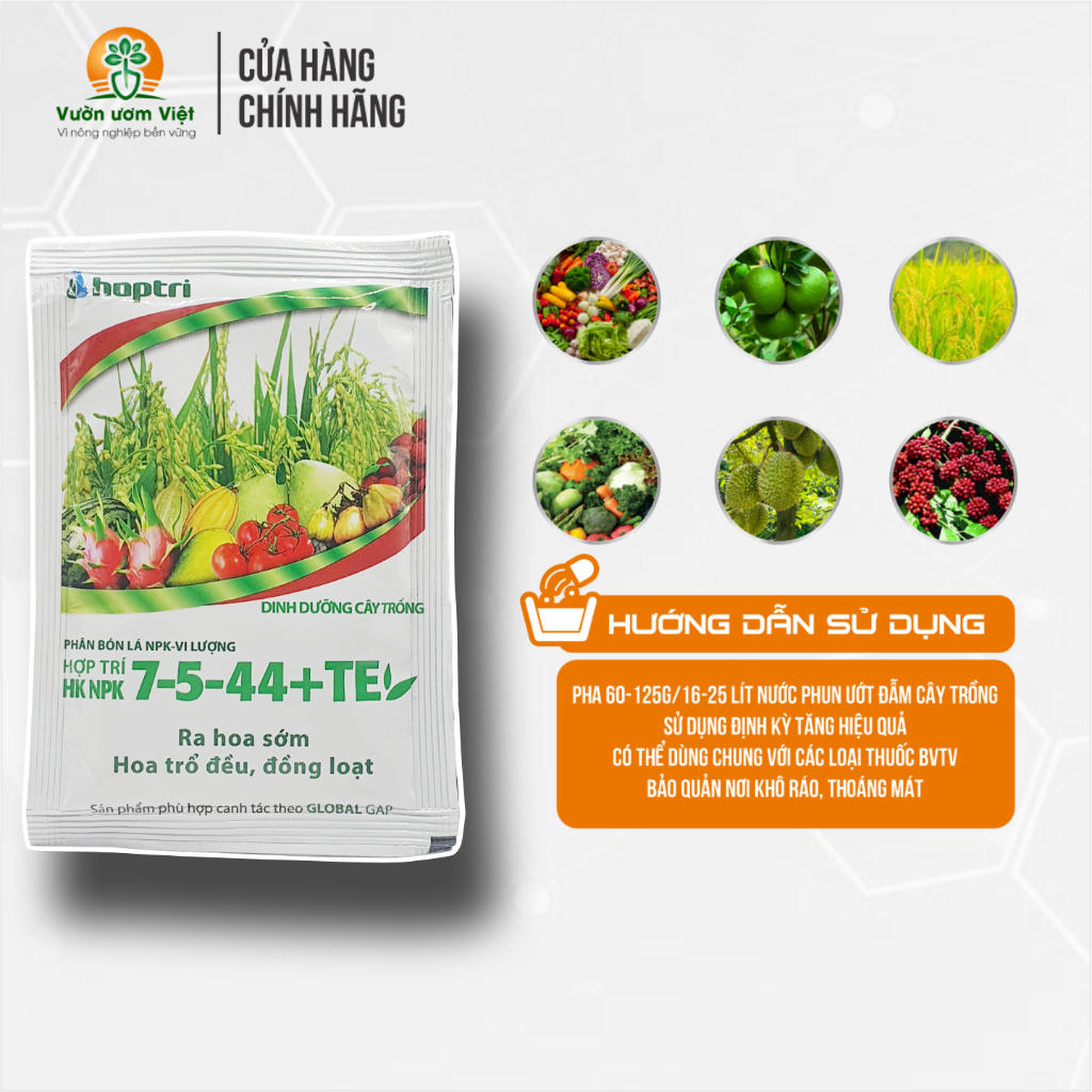 Phân bón lá 7-5-44+TE dưỡng hoa đẹp màu, hoa nở sớm, lâu tàn, lá dày dặn, cứng cáp - 40gr