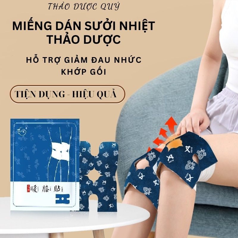 (Sỉ) Giảm đau khớp gối do thoái hóa, gai xương, viêm khớp, chấn thương... 10 miếng dán sưởi nhiệt thảo dược